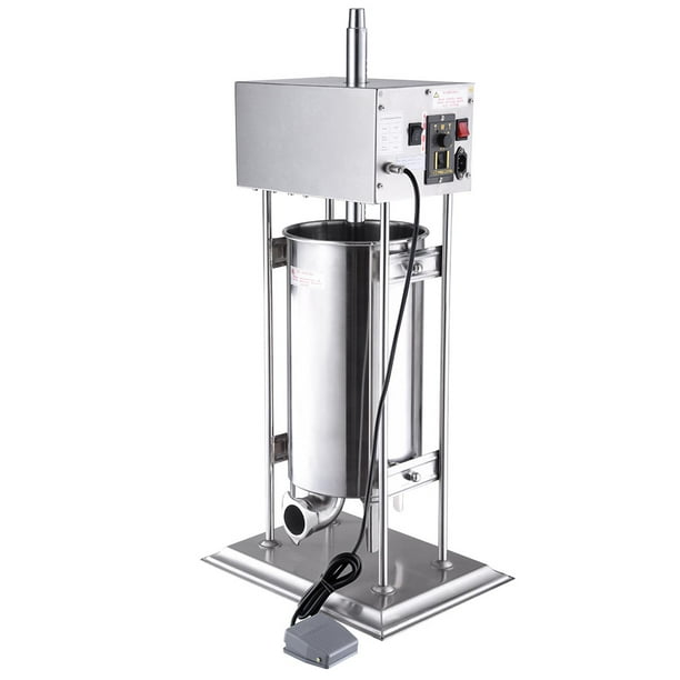 32Lbs 15L Commercial Electric SS Vertical Sausage Stuffer Variable Speed Control Quick Removable Barrel Design Foot Pedal Switch US Delivery